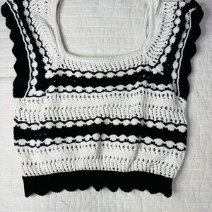 Black and White Crochet Blouse